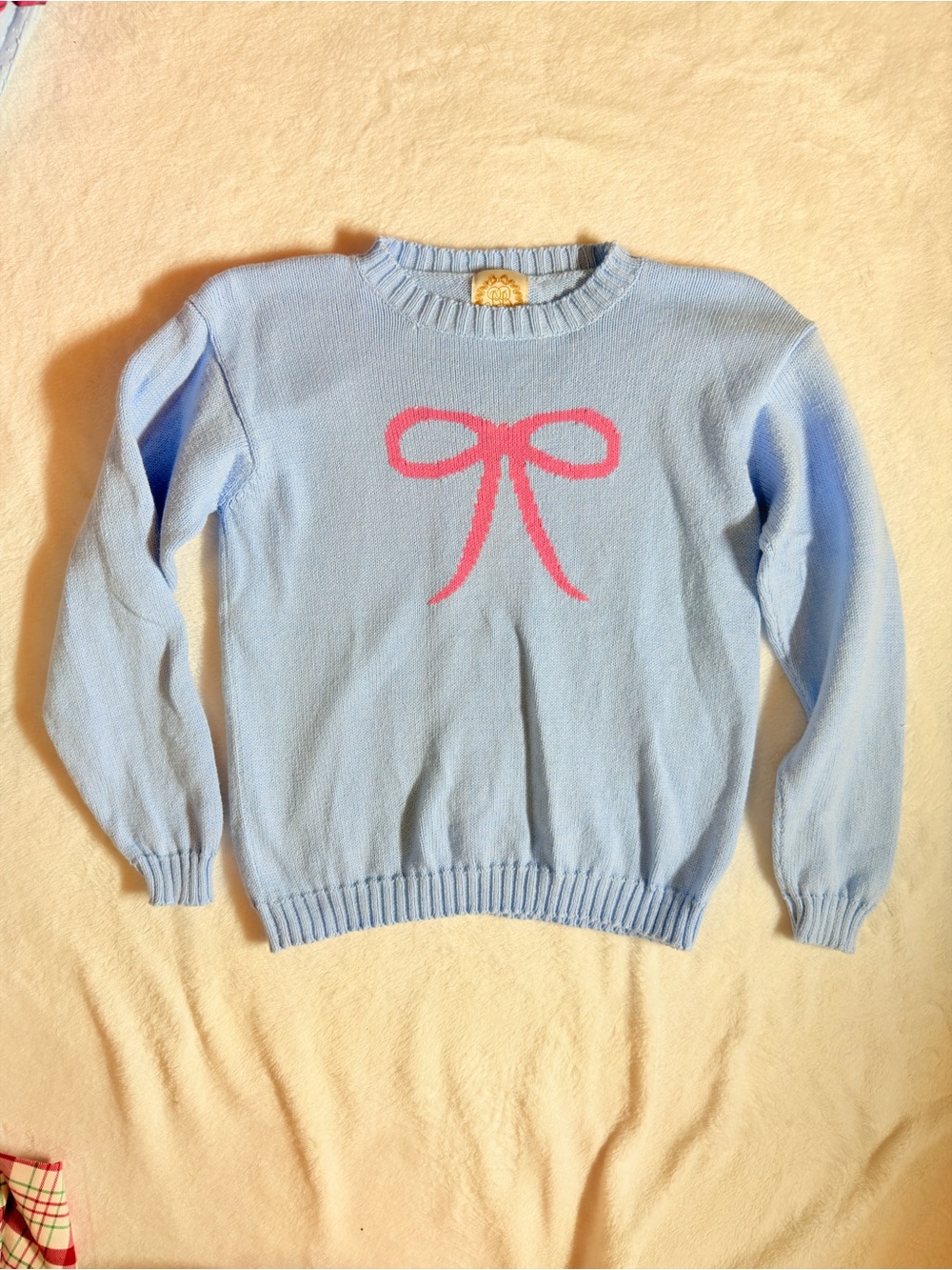 EEUC The Beaufort Bonnet company light blue with pink bow knit sweater 12